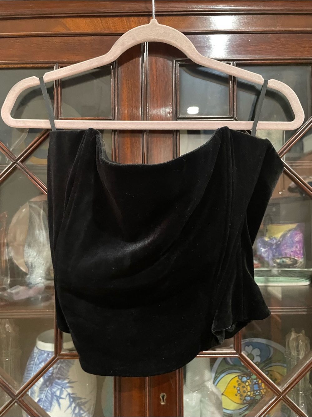 Scott McClintock Strapless Black Velvet Crop Top XL NWT